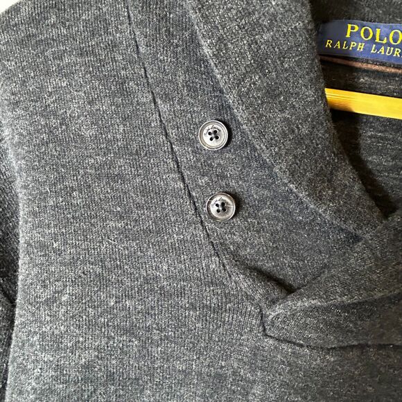 Polo Ralph Lauren Men's Charcoal Gray Shawl Collar Elbow Pads Pullover Size XL - Picture 7 of 14